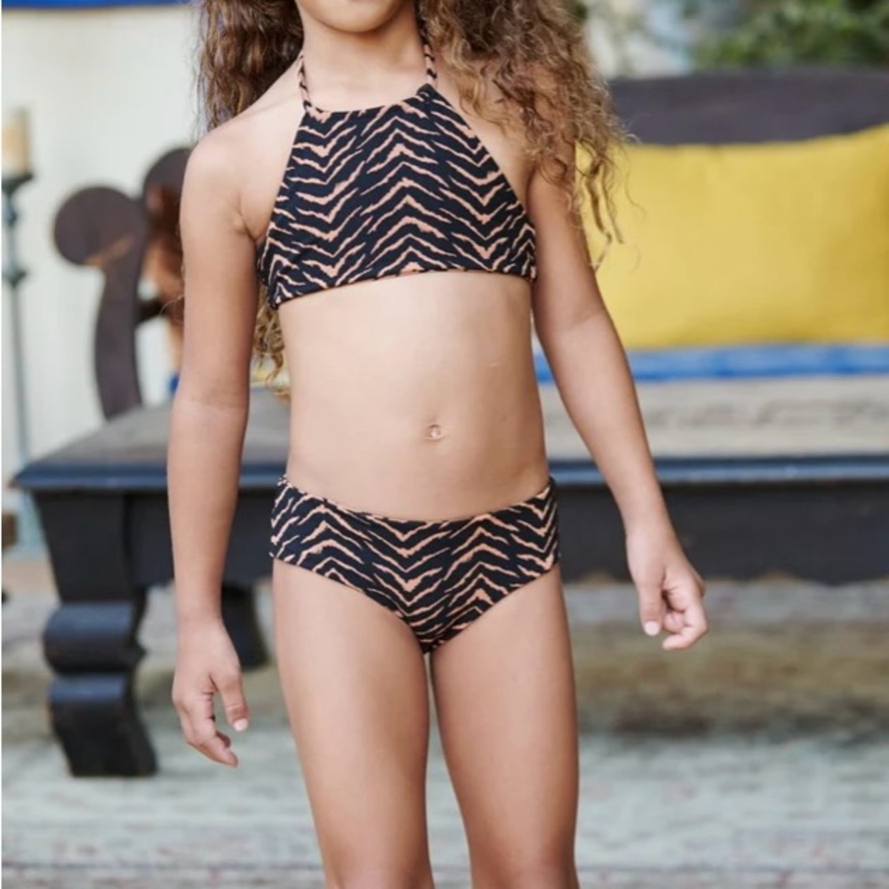 JMP Girls Halter Bikini - reversible tiger print